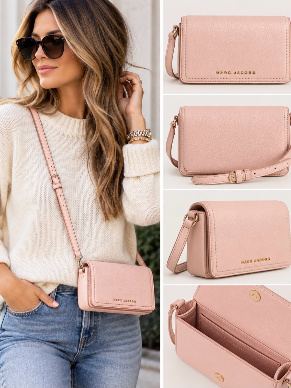 Marc Jacobs Pink (peach whip) Pebbled Leather Mini Crossbody